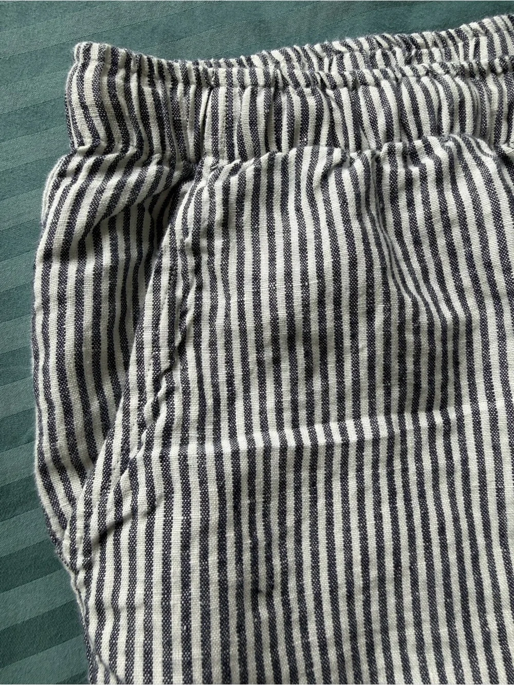Alex Crane Bo Shorts Lines Men’s Size M 100% Linen Striped Drawstring Shorts